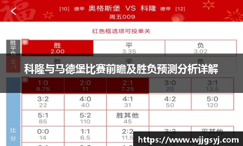 悟空体育科隆与马德堡比赛前瞻及胜负预测分析详解